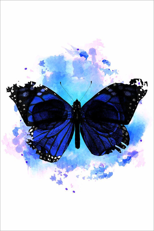 Skull Butterflies Print Flowered Skull Watercolor Wall Home Decor Jigsaw Puzzle