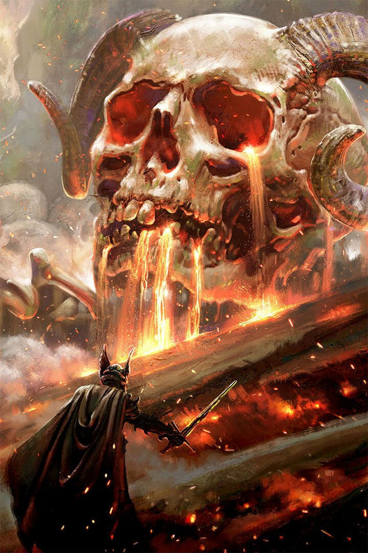 Skull Theme Artwork Fire Print Painting Jigsaw Puzzle