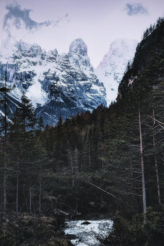 Snow Capped Mountains Near Forest Art Wall Decor Jigsaw Puzzle