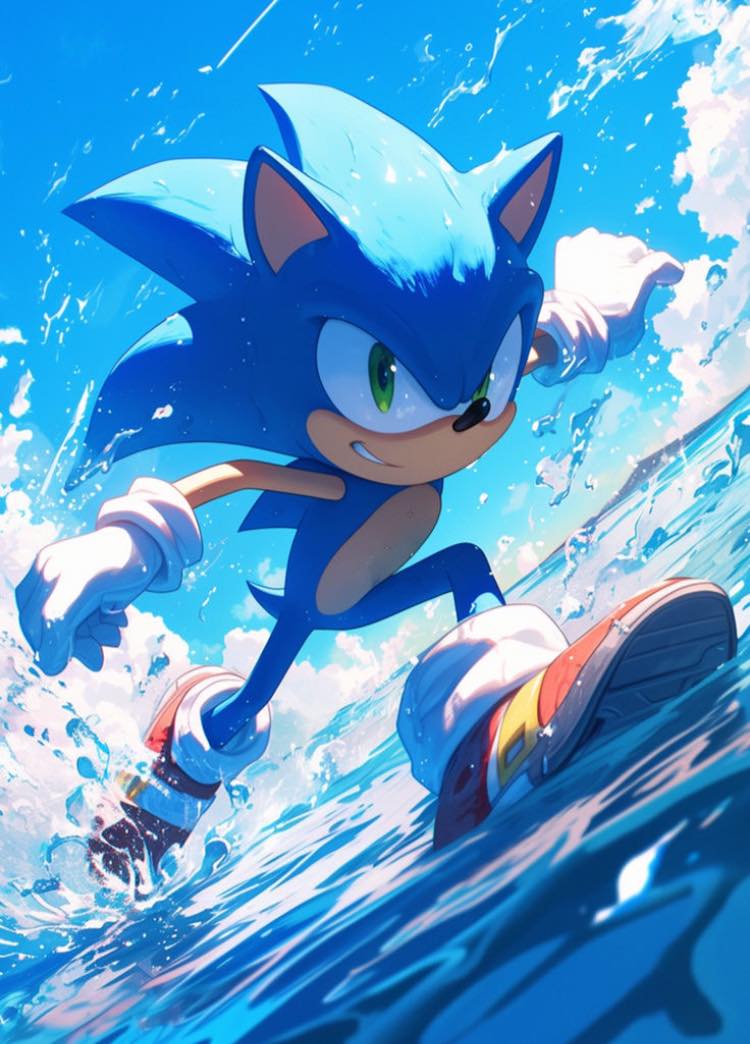 Sonic Skating On Water Print Poster