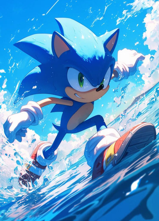 Sonic Skating On Water Print Poster