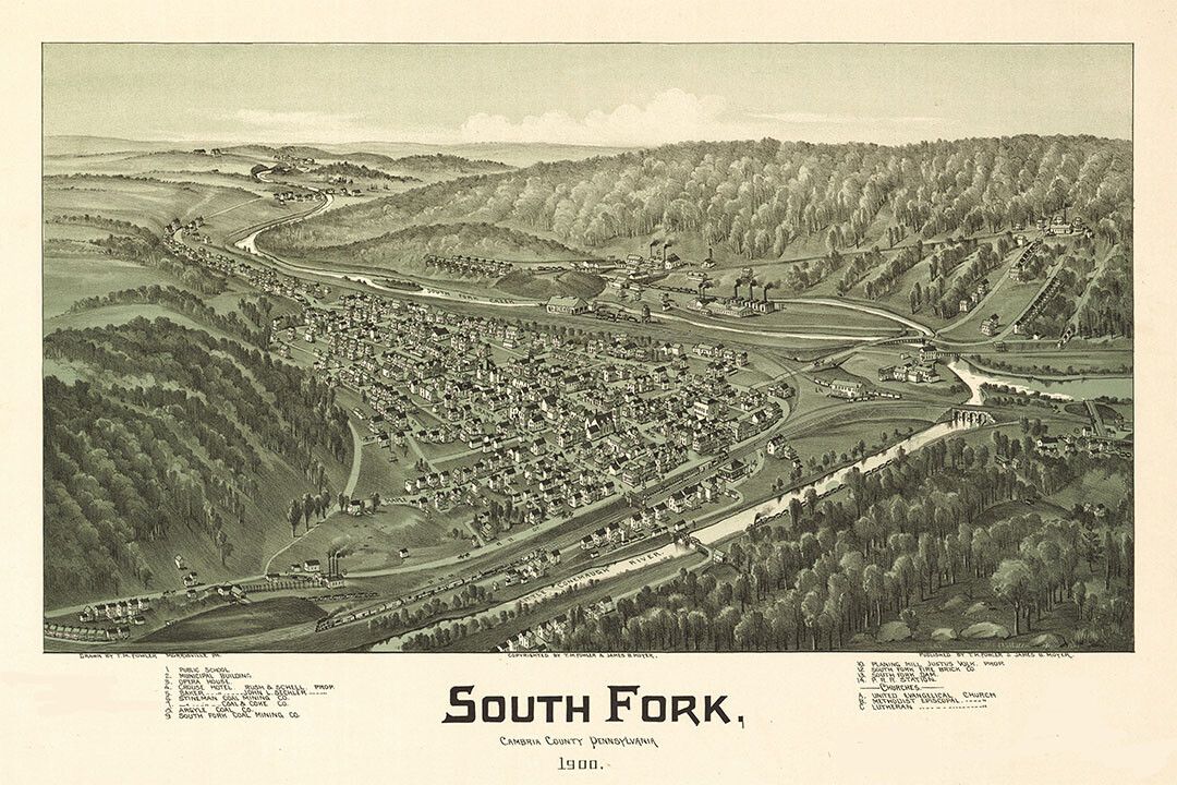 South Fork Pennsylvania 1900 Historic Panoramic Town Map Jigsaw Puzzle