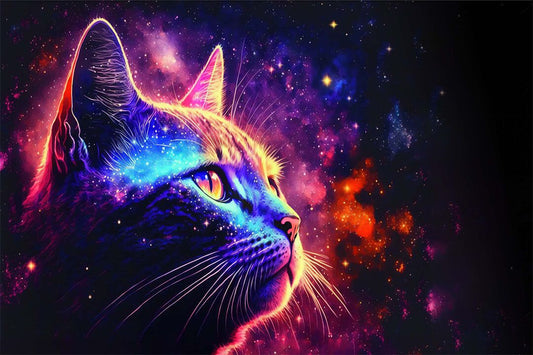 Space Trippy Cat Animal Fantastic Colorful Print Jigsaw Puzzle