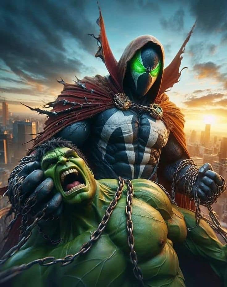 Spawn Vs Hulk Showdown Print Poster