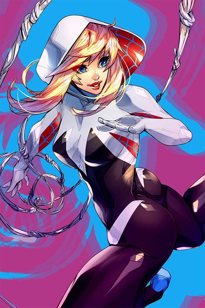 Spidergwen Dive Gwen Stacy Comic Book Decor Wall Art Jigsaw Puzzle