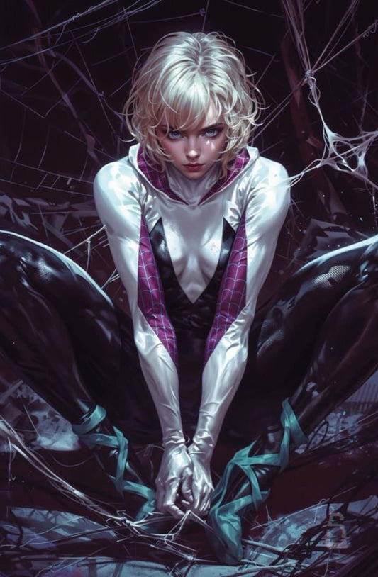 Spider Gwen Portrait In Web Print Poster