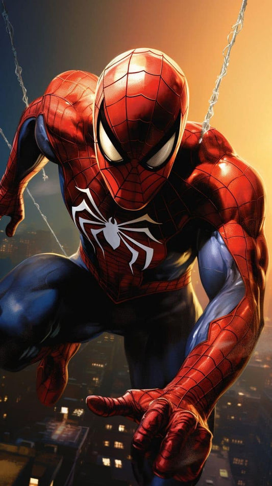 Spider Man Action Urban Night Print Poster