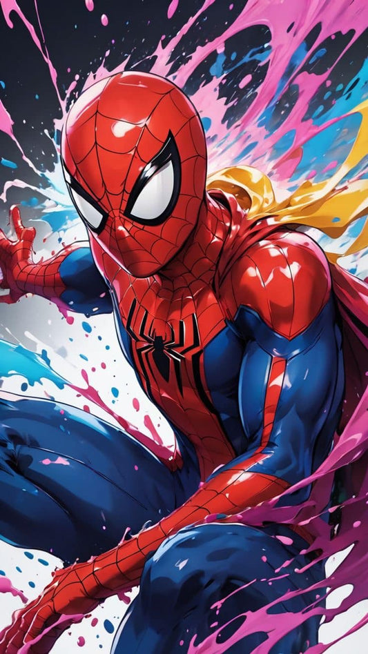 Spider Man Art Splash Action Print Poster