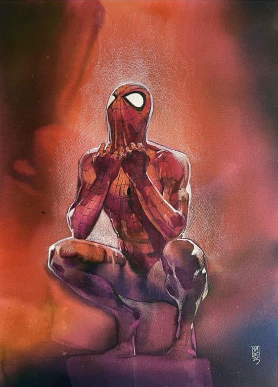 Spider Man Artwork Sitting Portrait Print Poster