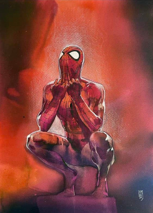 Spider Man Artwork Sitting Portrait Print Poster