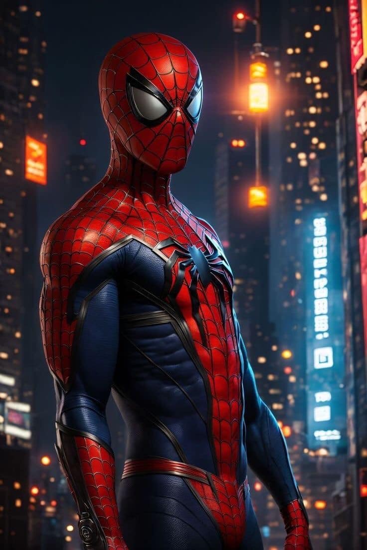 Spider Man City Night Print Poster