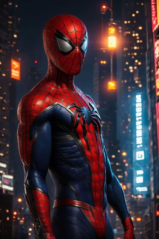 Spider Man City Night Print Poster