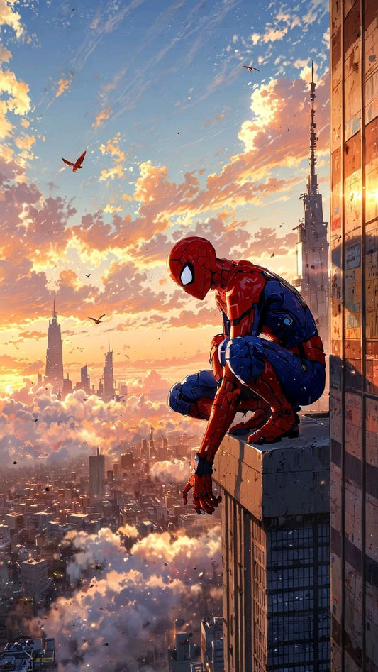 Spider Man City Sunset Print Poster