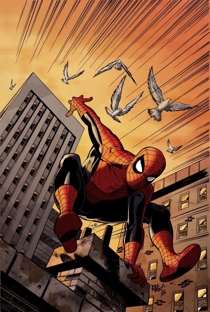 Spider Man Cityscape Action (6) Print Poster