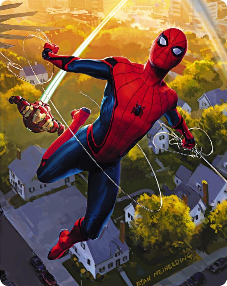 Spider Man Flying Over Cityscape Jigsaw Puzzle