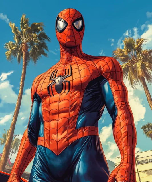Spider Man Hollywood Palm Trees Print Poster