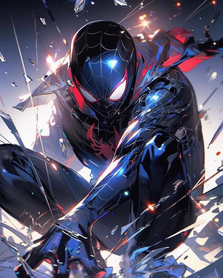 Spider Man Miles Morales Action Scene Print Poster