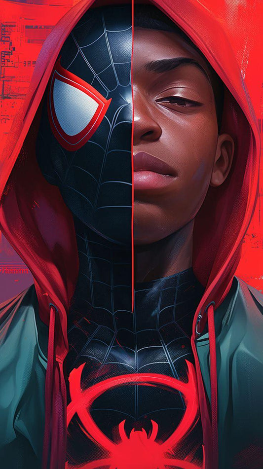Spider Man Miles Morales Portrait Print Poster