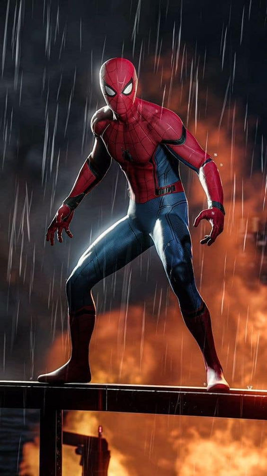 Spider Man Rainy Night Print Poster