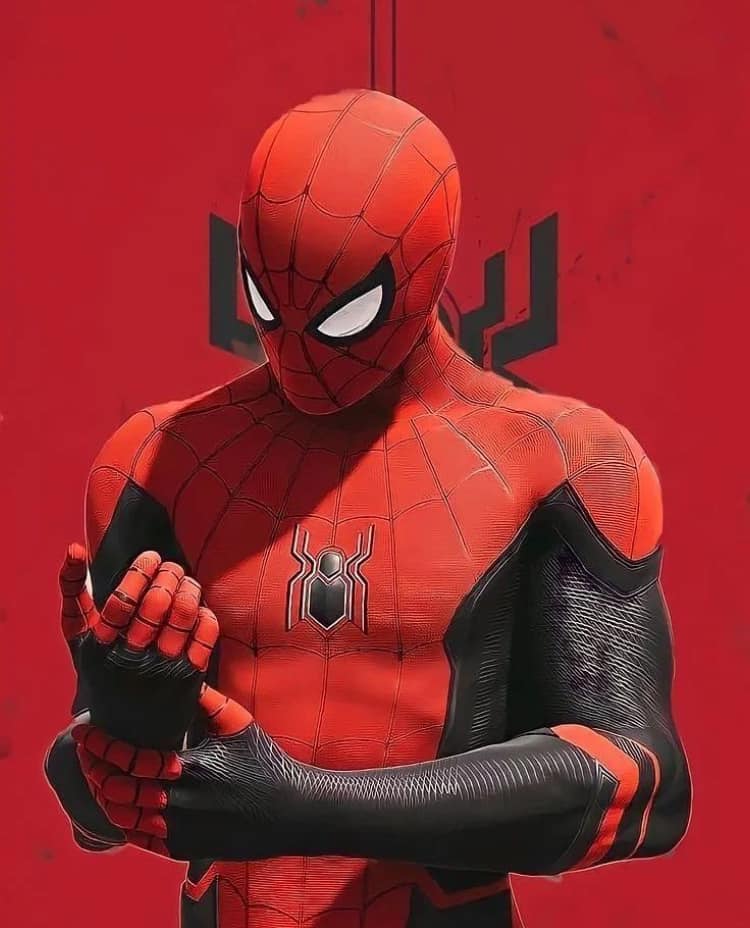 Spider Man Red Costume Posing Print Poster