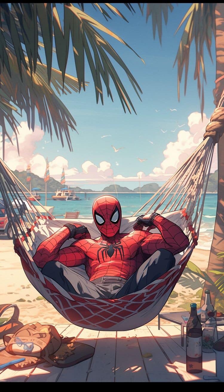 Spider Man Relaxing Hammock Beach Jigsaw Puzzle