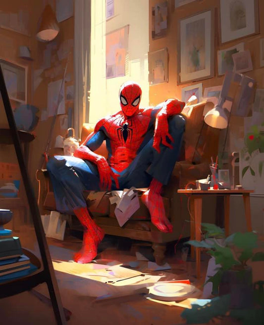 Spider Man Relaxing Interior Setting Print Poster