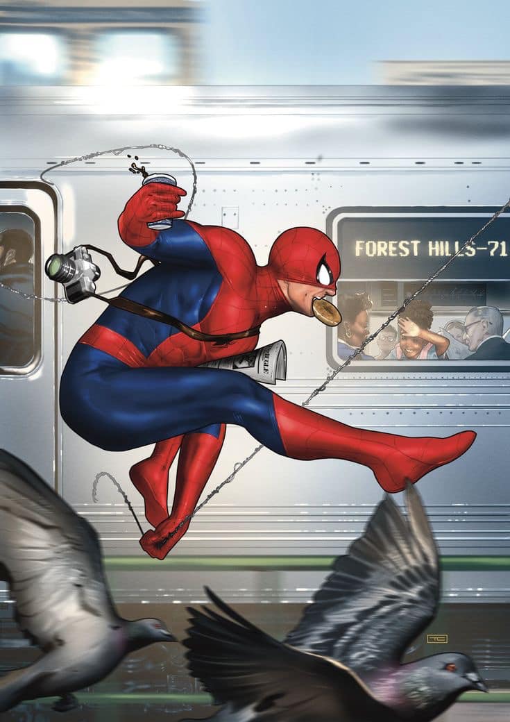 Spider Man Subway Action Print Poster