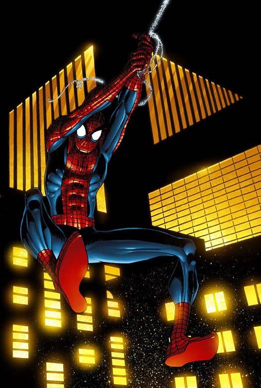 Spider Man Swinging Cityscape (1) Print Poster