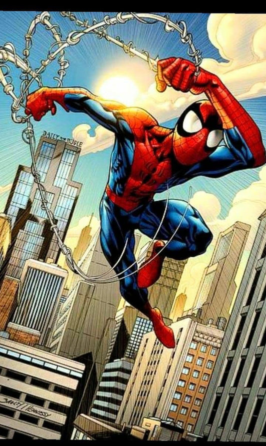 Spider Man Swinging Cityscape (3) Print Poster