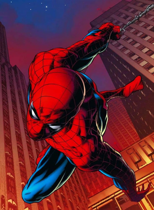 Spider Man Swinging Cityscape (6) Print Poster