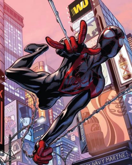Spider Man Swinging Times Square Print Poster