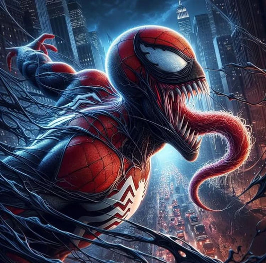Spider Man Symbiote Cityscape Print Poster