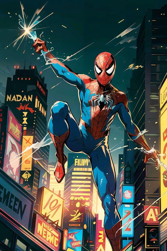 Spider Man Times Square Action Print Poster