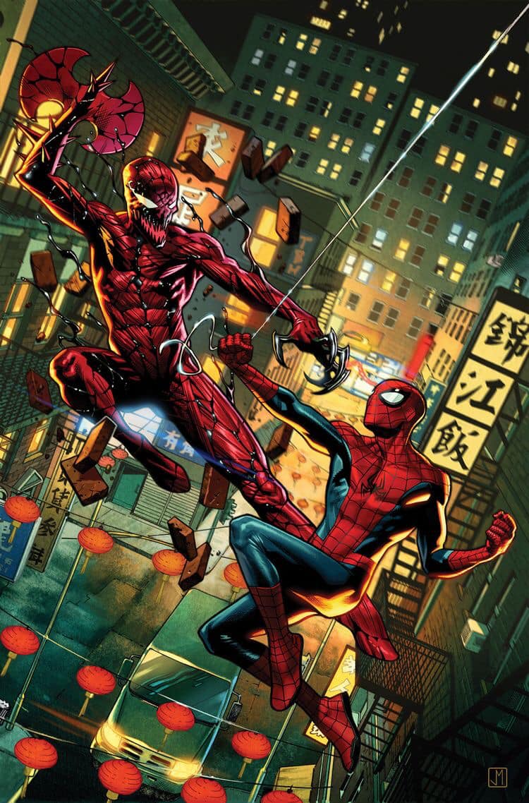 Spider Man Vs Carnage Street Battle Print Poster
