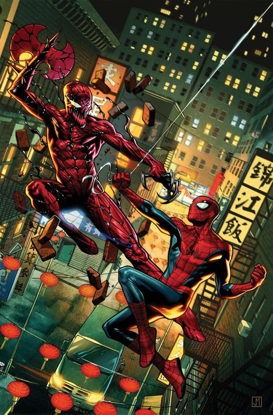 Spider Man Vs Carnage Street Battle Print Poster