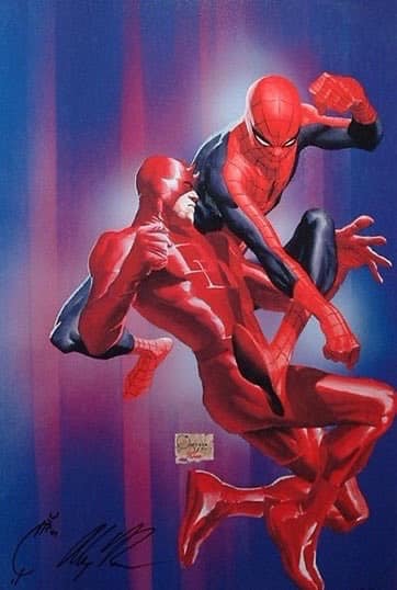 Spider Man Vs Daredevil Action Art Print Poster