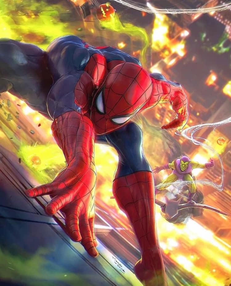 Spider Man Vs Green Goblin Action Scene Print Poster