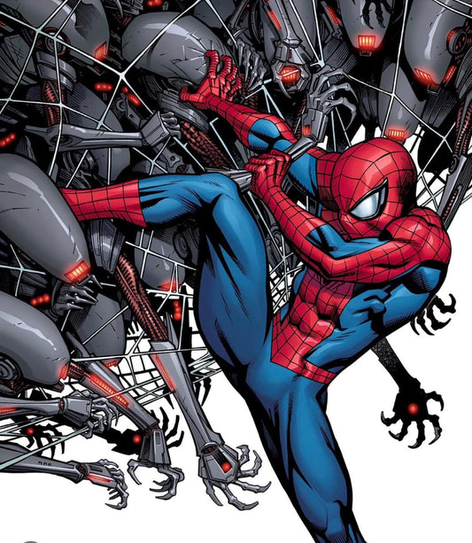 Spider Man Vs Mechanical Enemies Print Poster