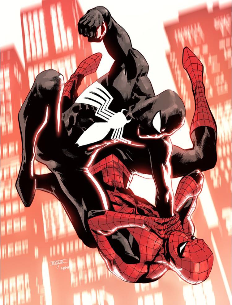 Spider Man Vs Venom Action Scene Print Poster