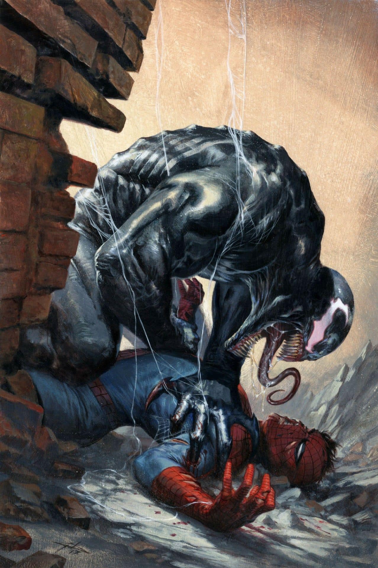 Spider Man Vs Venom Battle Scene Print Poster