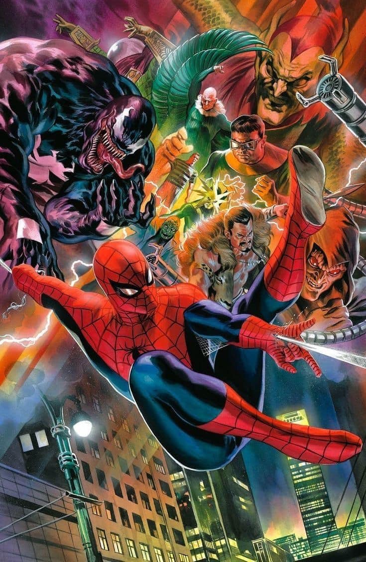 Spider Man Vs Villains Comic Art (2) Print Poster
