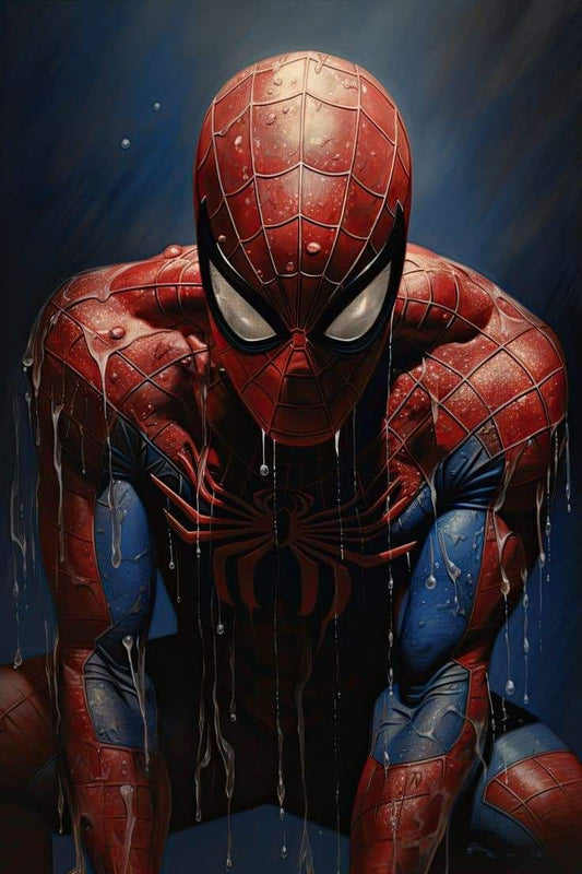 Spider Man Water Drops Illustration Print Poster