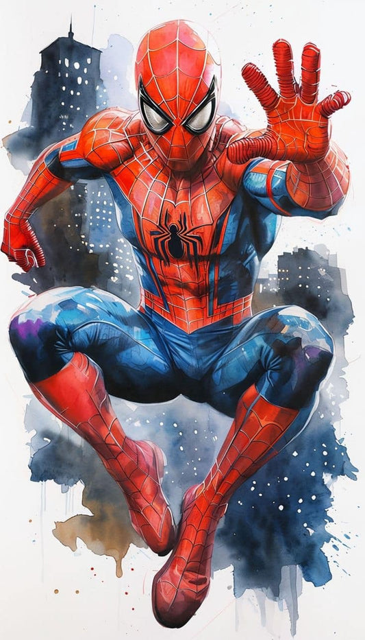 Spider Man Watercolor Art Keychain