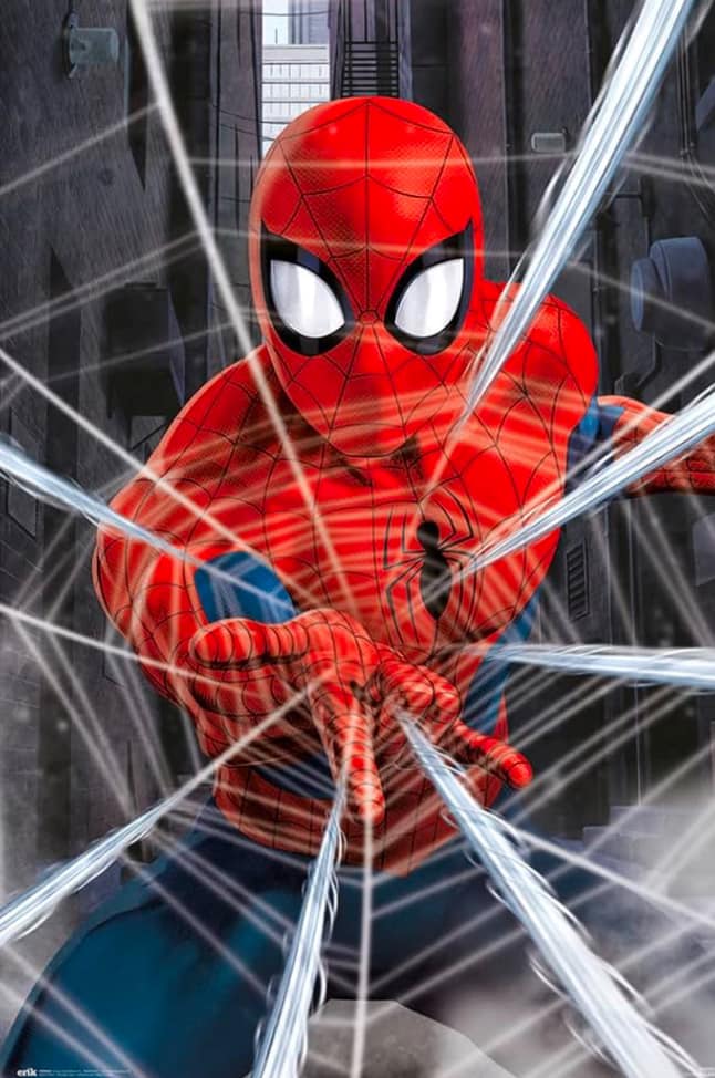 Spider Man Web Slinging Action Print Poster