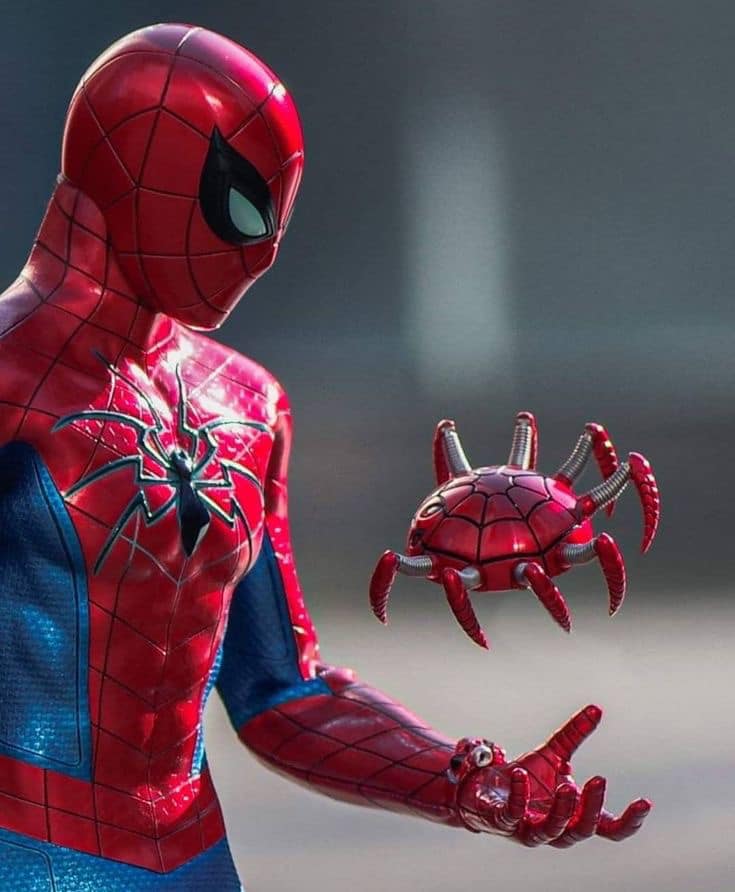 Spider Man With Spider Bot Print Poster