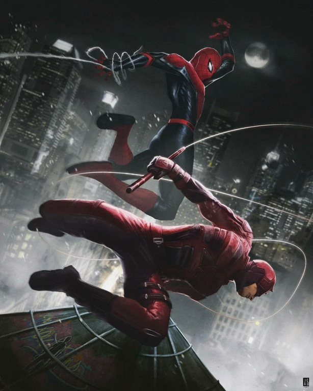 Spider Man Daredevil Fight 674 Print Poster