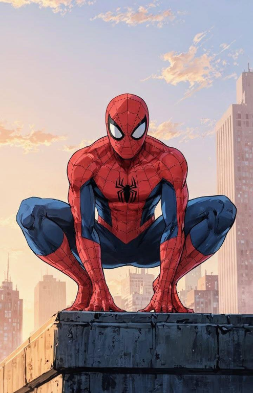 Spider Man Sunset City 001 Print Poster
