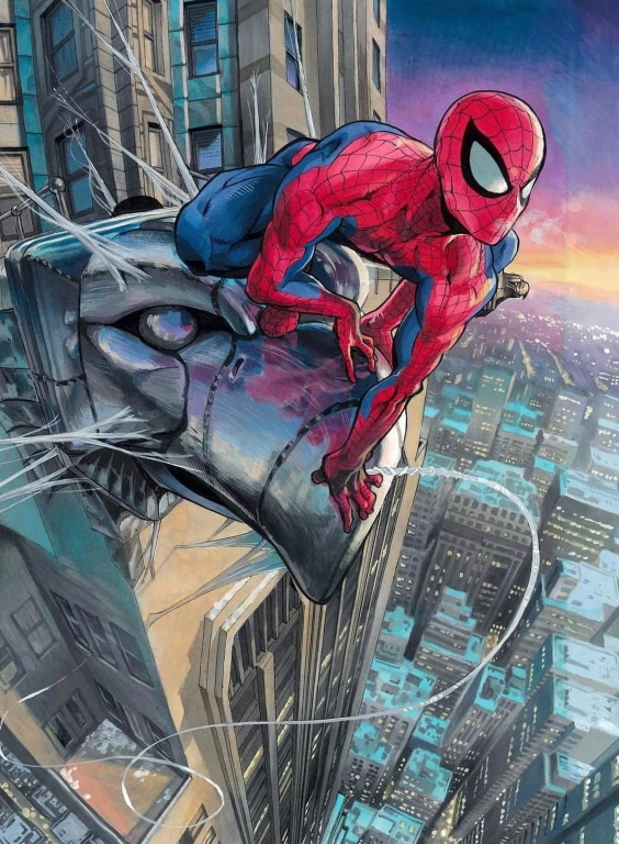 Spider Man Swinging Over City 84 Jigsaw Puzzle