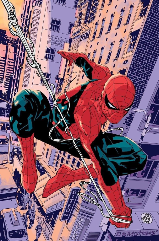 Spider Man Swinging Through City 4839 Print Poster