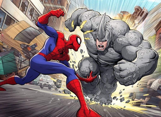 Spider Man Vs Rhino 001 Print Poster